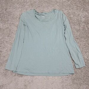 Ann Taylor Sage Green Pima Cotton Modal Blend Long Sleeve Scoop Neck Top L